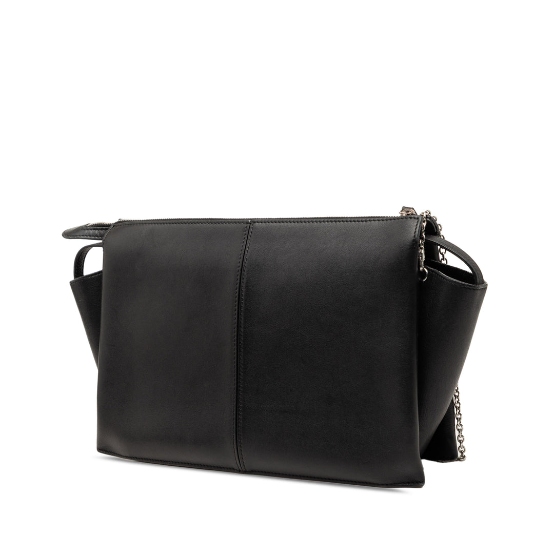 Celine Trifold Cuir Pochette avec chaîne