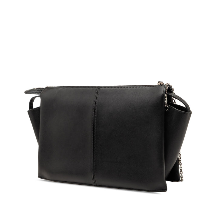 Celine Trifold Cuir Pochette avec chaîne