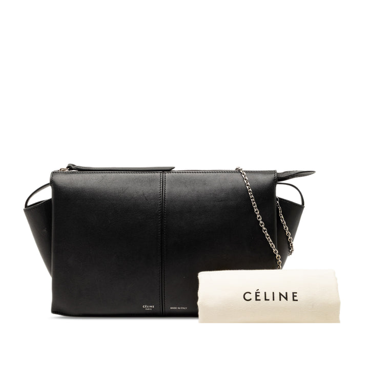 Celine Trifold Cuir Pochette avec chaîne