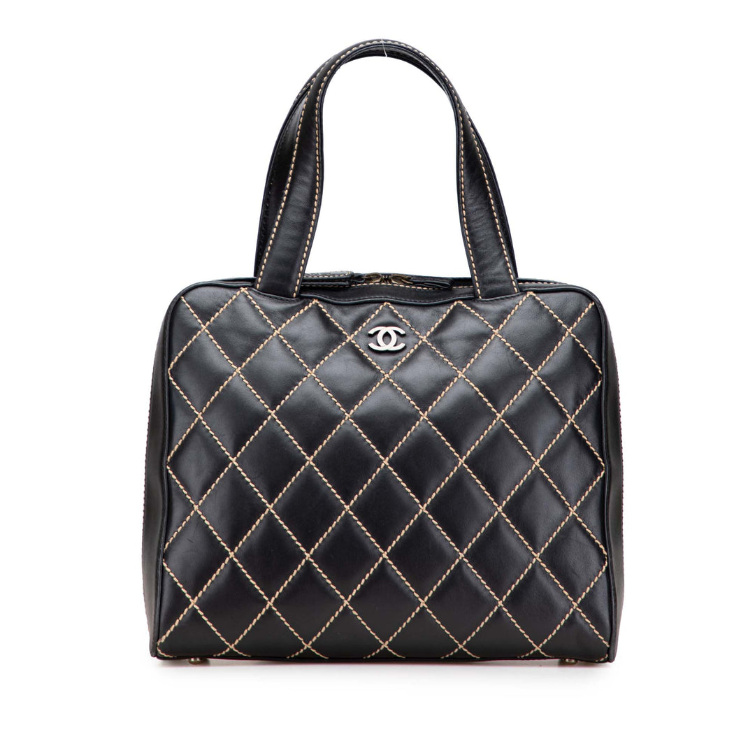 CC Lambskin Wild Stitch Handbag Black - Gaby Paris