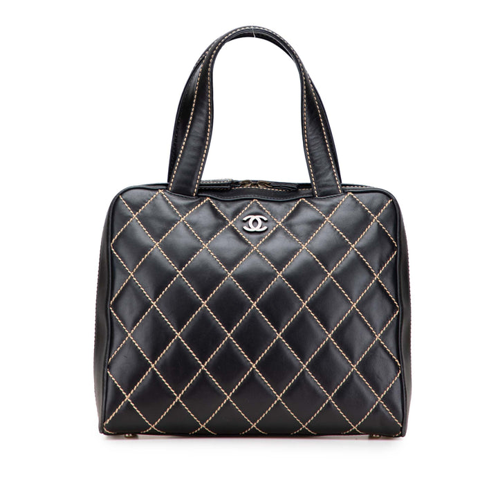 CC Lambskin Wild Stitch Handbag Black - Gaby Paris
