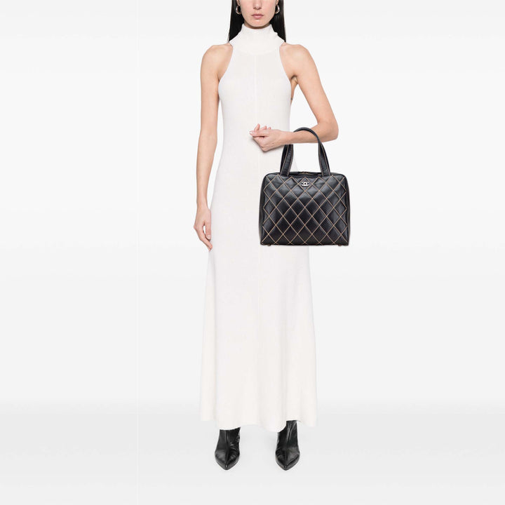 CC Lambskin Wild Stitch Handbag Black - Gaby Paris