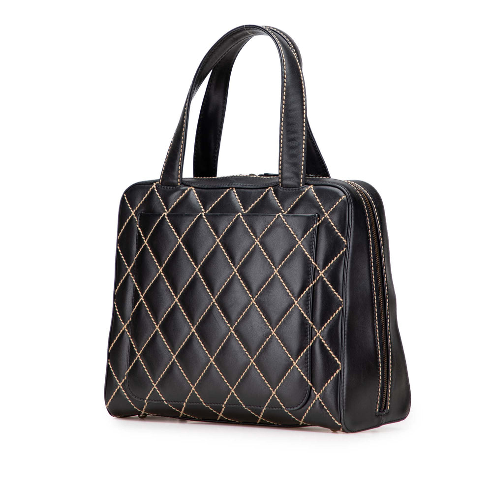 CC Lambskin Wild Stitch Handbag Black - Gaby Paris