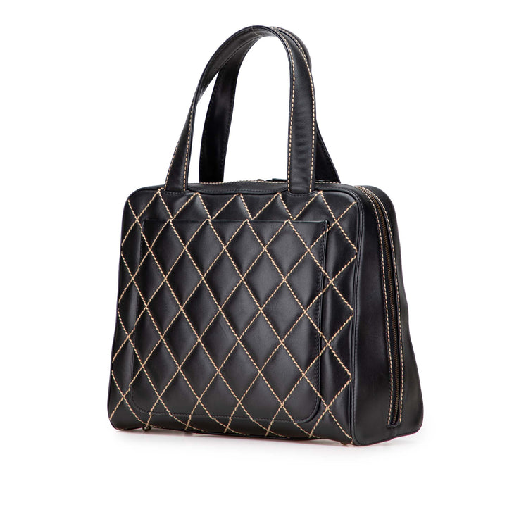 CC Lambskin Wild Stitch Handbag Black - Gaby Paris
