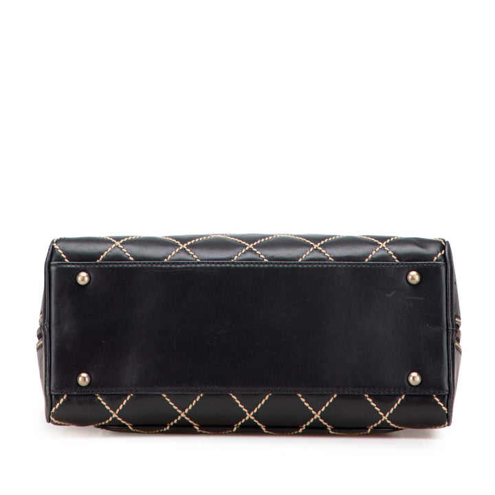 CC Lambskin Wild Stitch Handbag Black - Gaby Paris