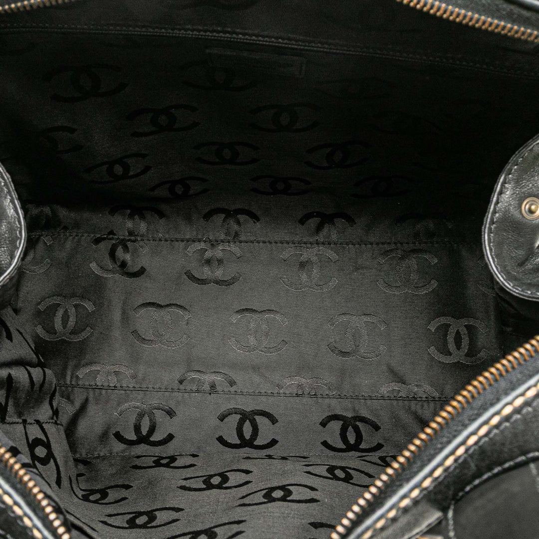 CC Lambskin Wild Stitch Handbag Black - Gaby Paris