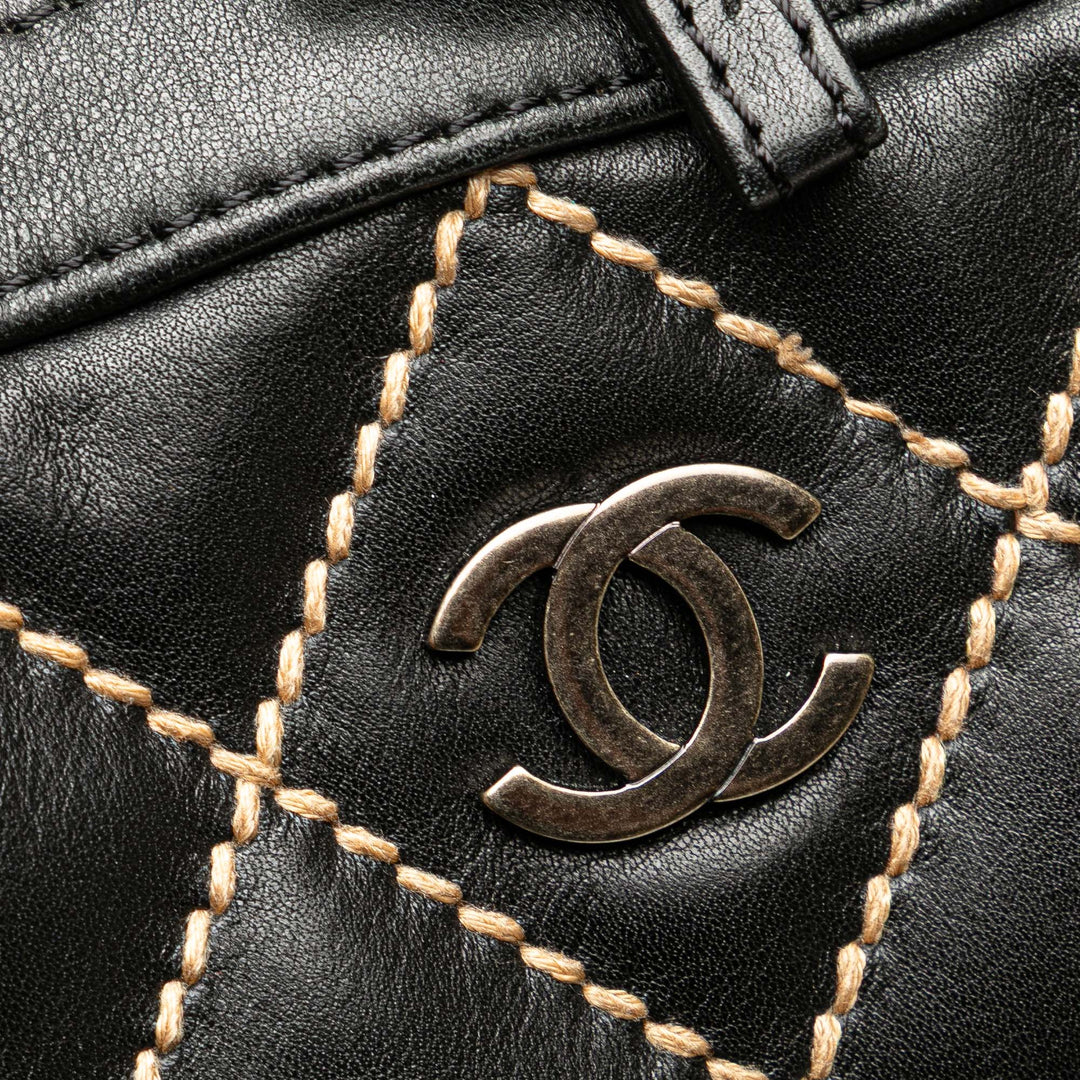 CC Lambskin Wild Stitch Handbag Black - Gaby Paris
