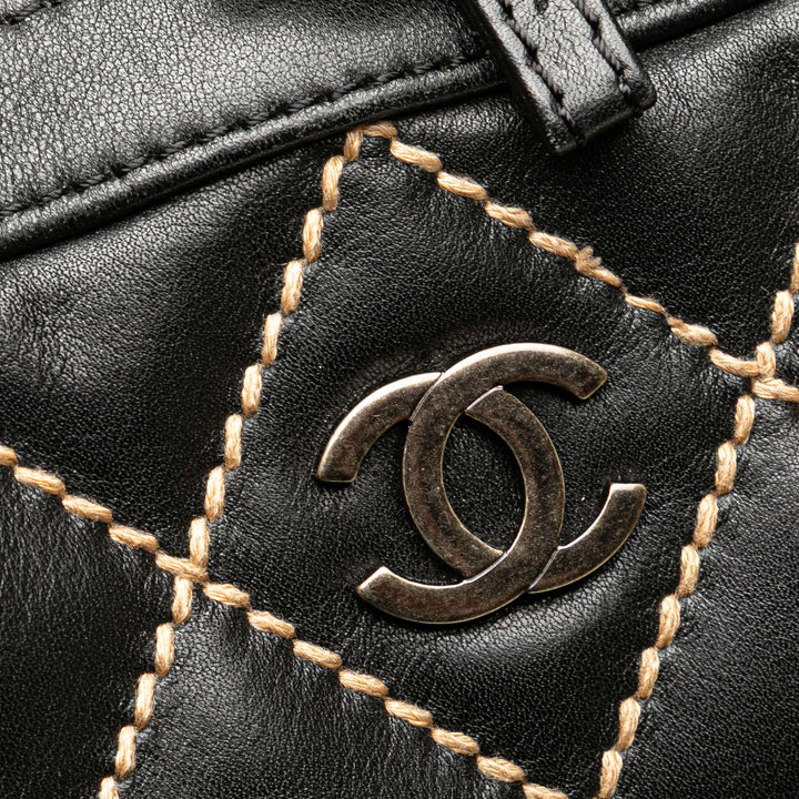 CC Lambskin Wild Stitch Handbag Black - Gaby Paris