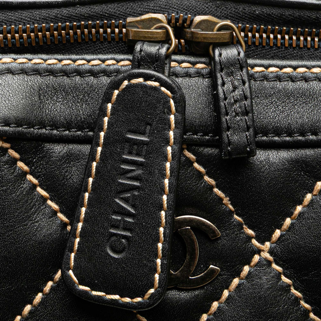 CC Lambskin Wild Stitch Handbag Black - Gaby Paris