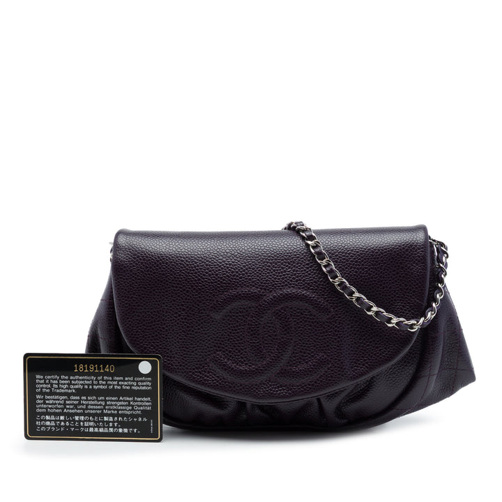 Chanel CC Half Moon Wallet on Chain Cuir caviar Noir