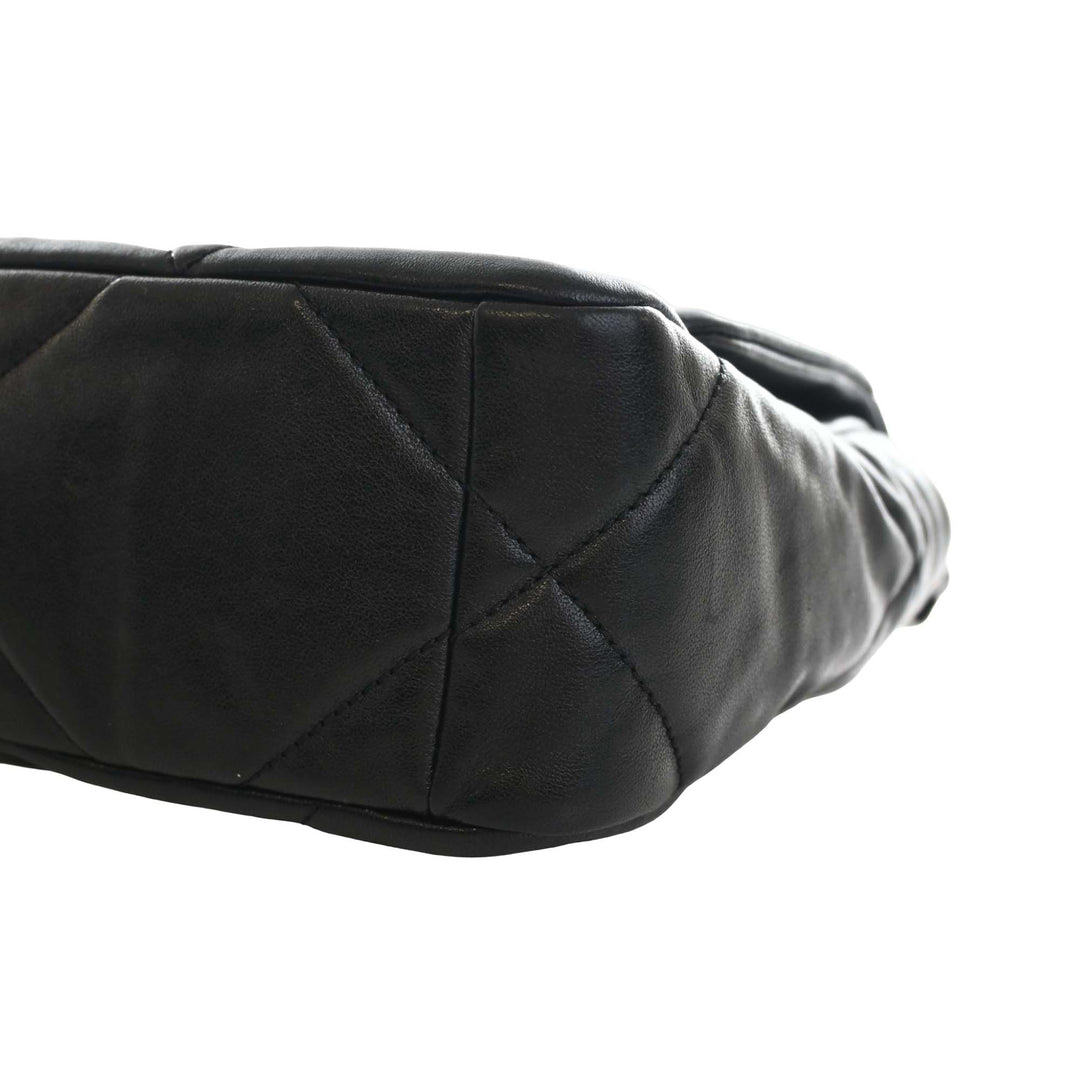 19 à rabat Moyen Cuir d'agneau Noir