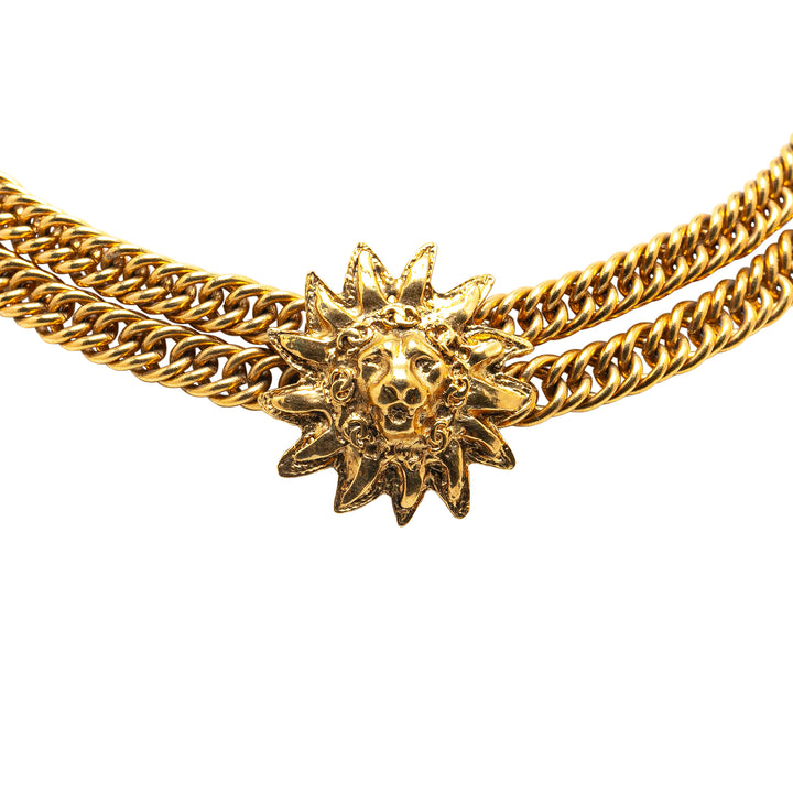 Gold Plated Lion Head Choker Necklace Gold - Gaby Paris