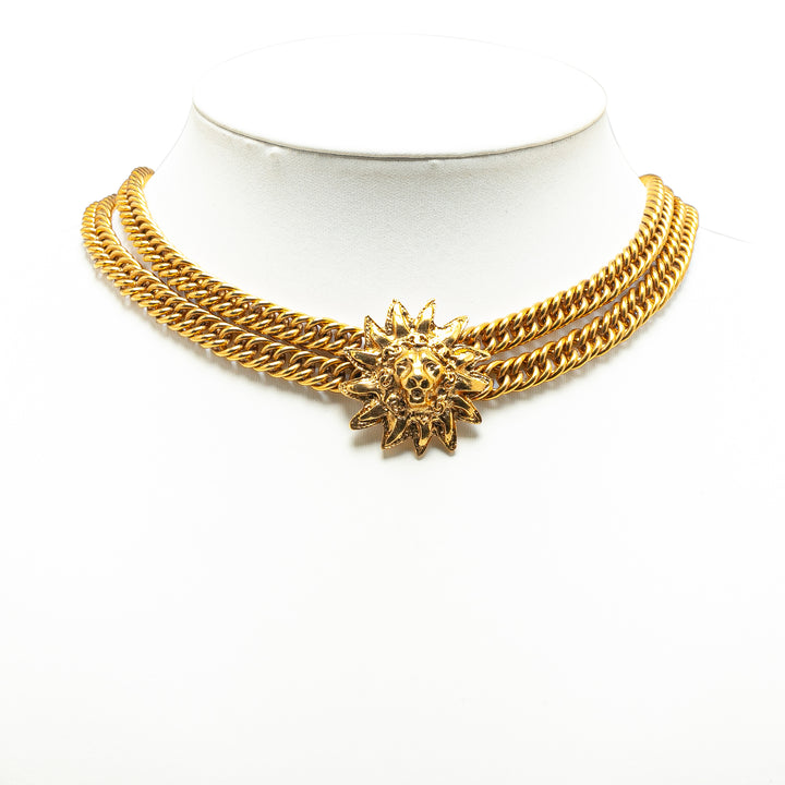 Gold Plated Lion Head Choker Necklace Gold - Gaby Paris