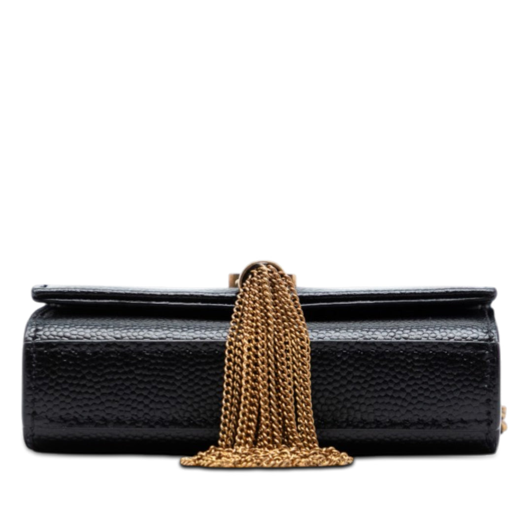Saint Laurent Grain de Poudre Monogram Kate Pompon Airpods Sac