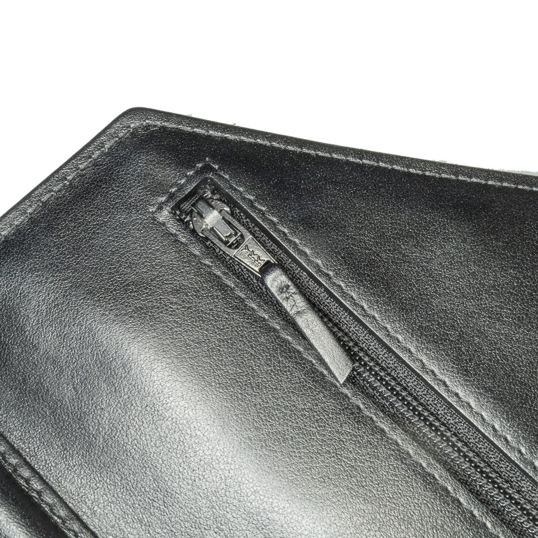 Chevron Lambskin Button Wallet On Chain Black - Gaby Paris