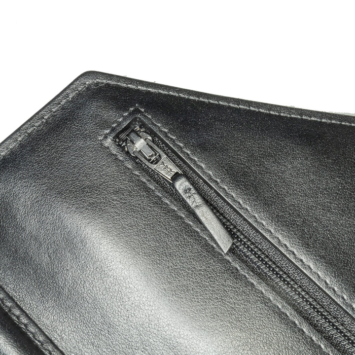 Chevron Lambskin Button Wallet On Chain Black - Gaby Paris