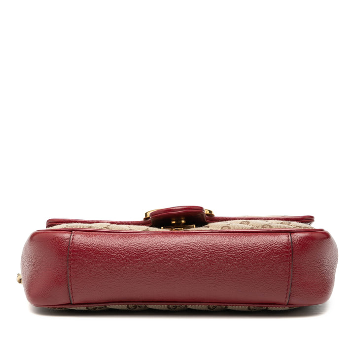 Gucci Small GG Marmont Matelasse Diagonal GG Toile et Cuir Sac bandoulière