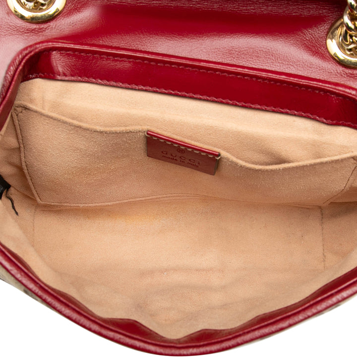 Gucci Small GG Marmont Matelasse Diagonal GG Toile et Cuir Sac bandoulière