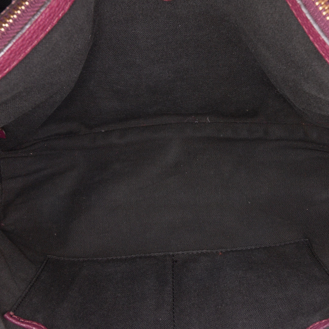 Medium Leather and House Check Banner Satchel Purple - Gaby Paris