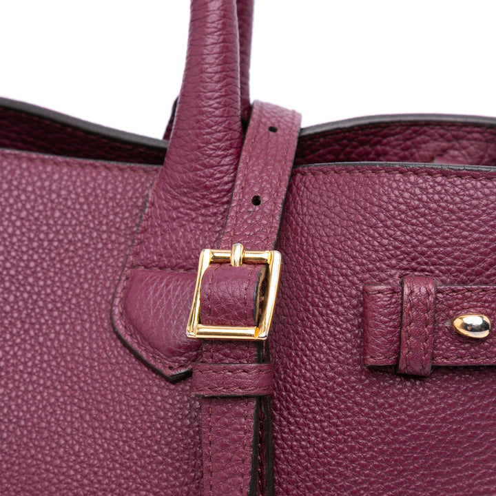 Medium Leather and House Check Banner Satchel Purple - Gaby Paris