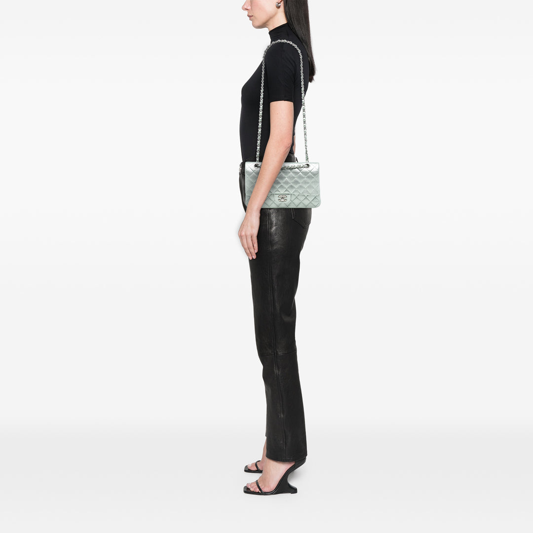 Chanel Medium Classic Metallic Cuir d’agneau Double rabat