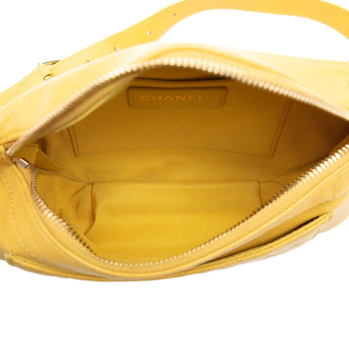 Matelassé Classic Bi Waist Sac Cuir d'agneau Jaune