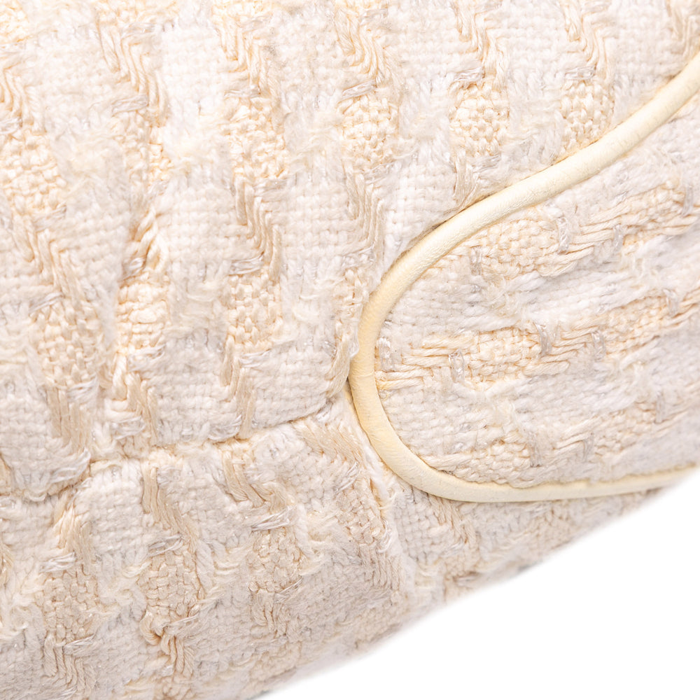 Tweed Boucle Knitting Top Handle Bag White - Gaby Paris