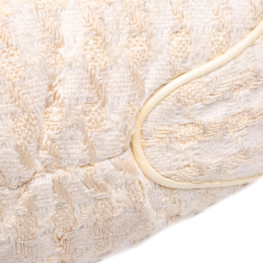 Tweed Boucle Knitting Top Handle Bag White - Gaby Paris