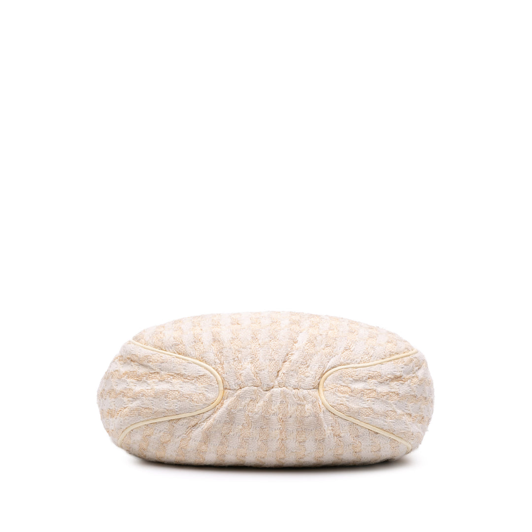 Tweed Boucle Knitting Top Handle Bag White - Gaby Paris