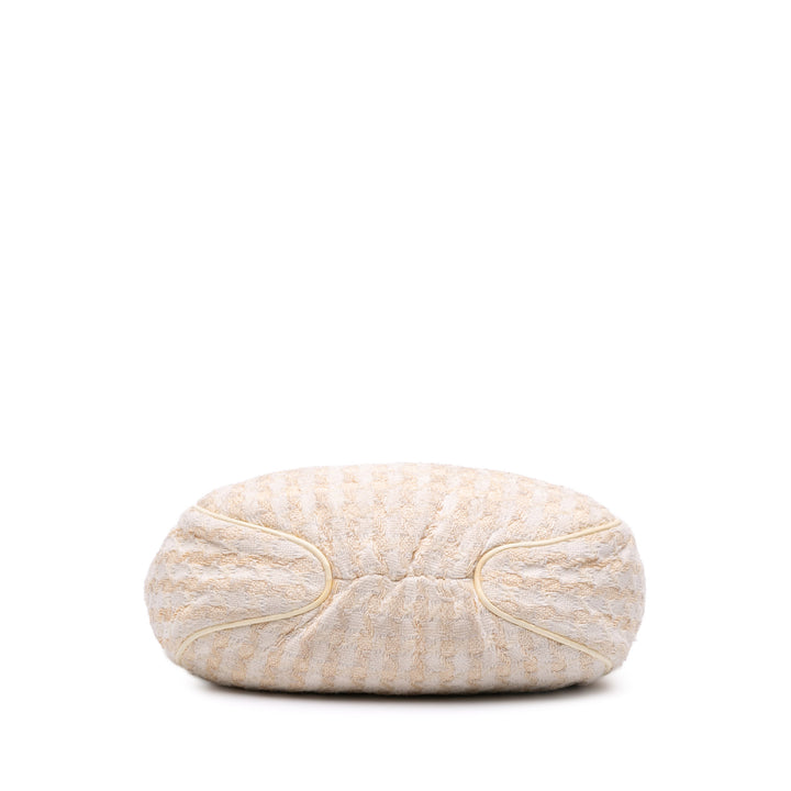 Tweed Boucle Knitting Top Handle Bag White - Gaby Paris