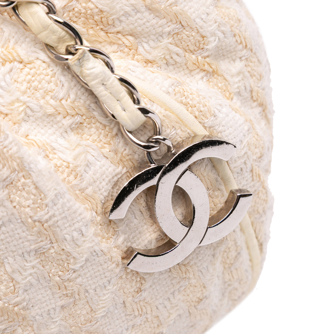 Tweed Boucle Knitting Top Handle Bag White - Gaby Paris
