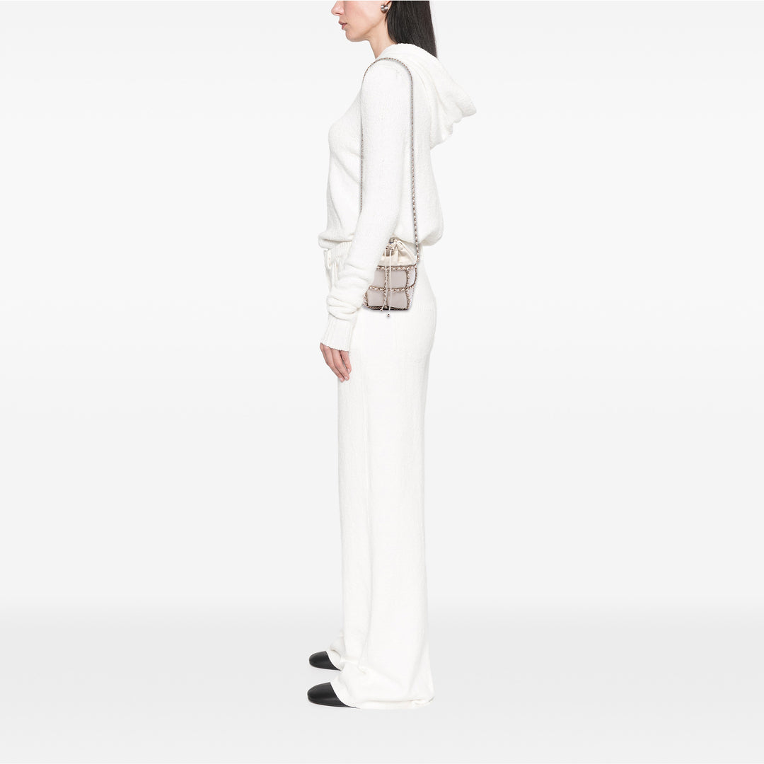 Chanel CC Chaîne Armature Sac à cordon seau Mini Cuir d'agneau Blanc – vue 6 – GABY PARIS