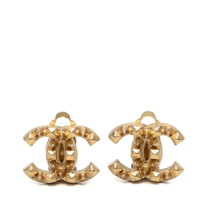 Chanel CC plaqué Spiked À clip Boucles d'oreilles Métal