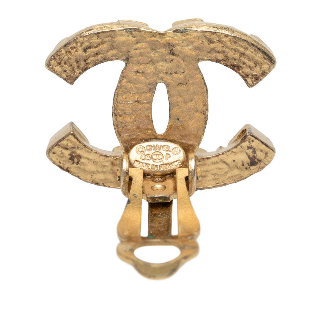 Chanel CC plaqué Spiked À clip Boucles d'oreilles Métal