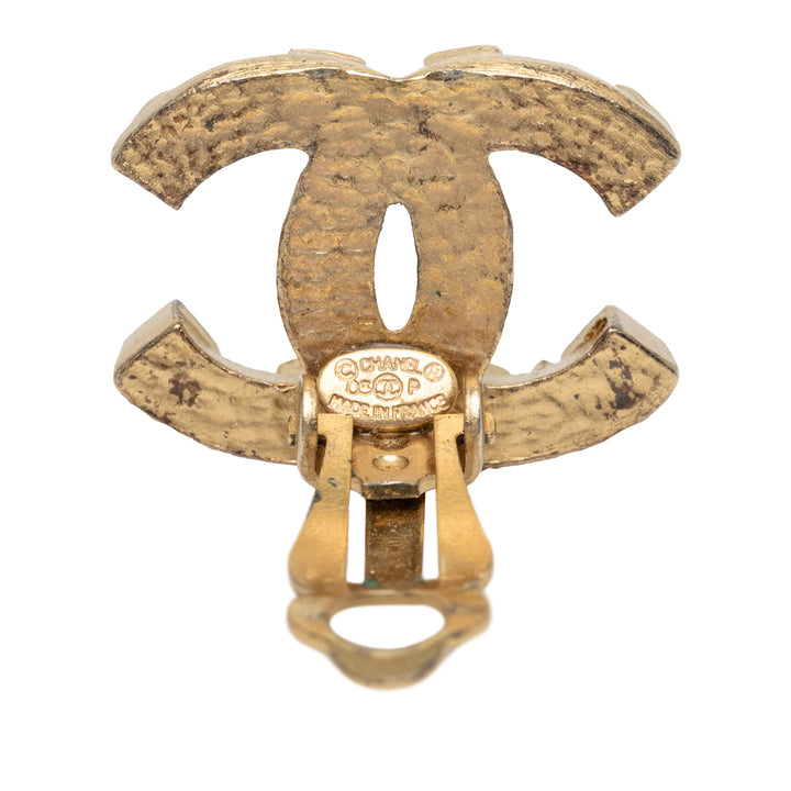 Chanel CC plaqué Spiked À clip Boucles d'oreilles Métal