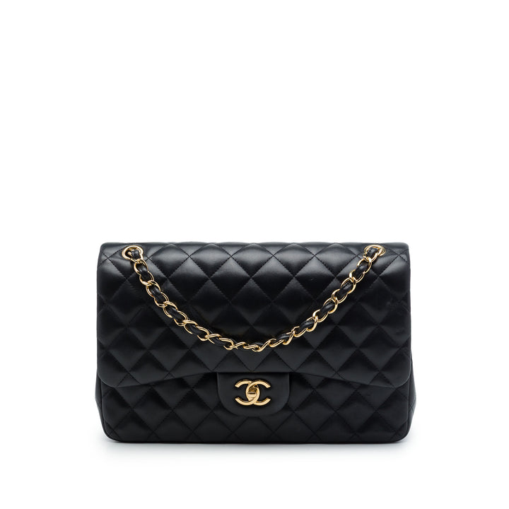 Chanel Classic Double rabat Jumbo Cuir d'agneau Noir – vue principale – GABY PARIS