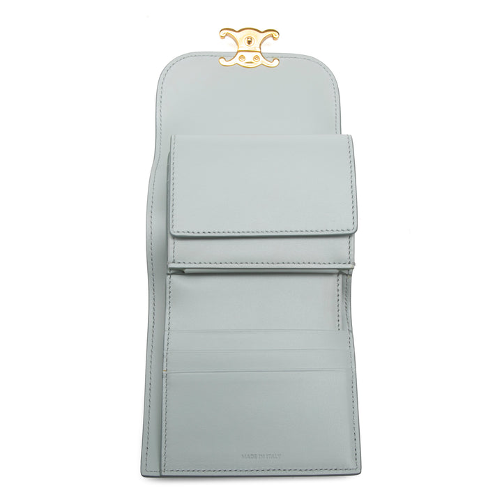 Celine brillant Cuir de veau Triomphe à rabat Small Portefeuille