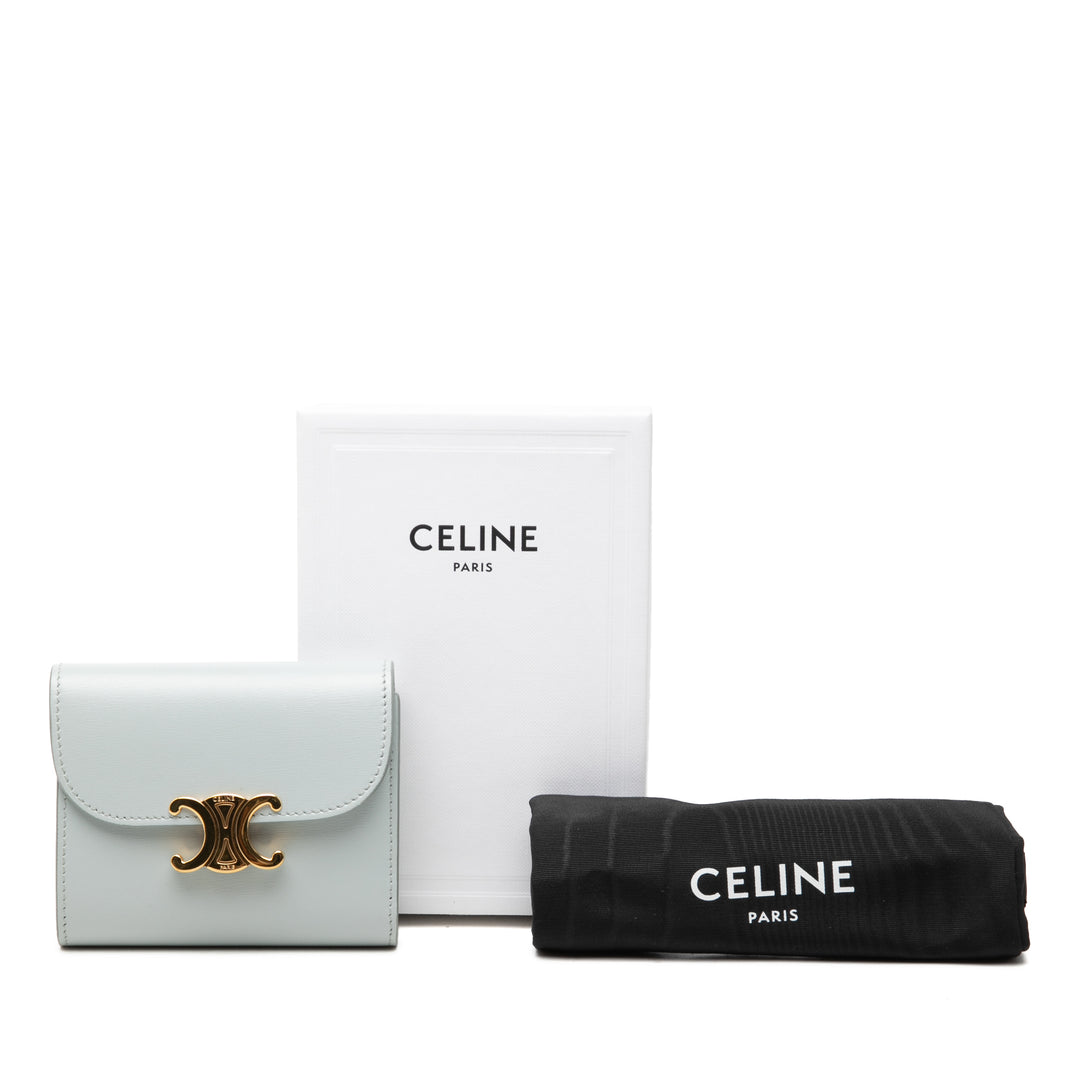 Celine brillant Cuir de veau Triomphe à rabat Small Portefeuille
