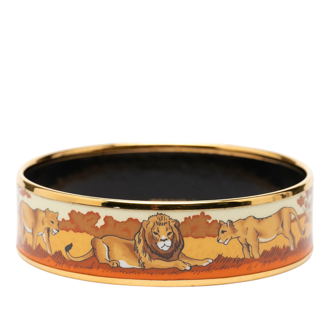Hermès Wide Émail Pride of Lions Bangle 62