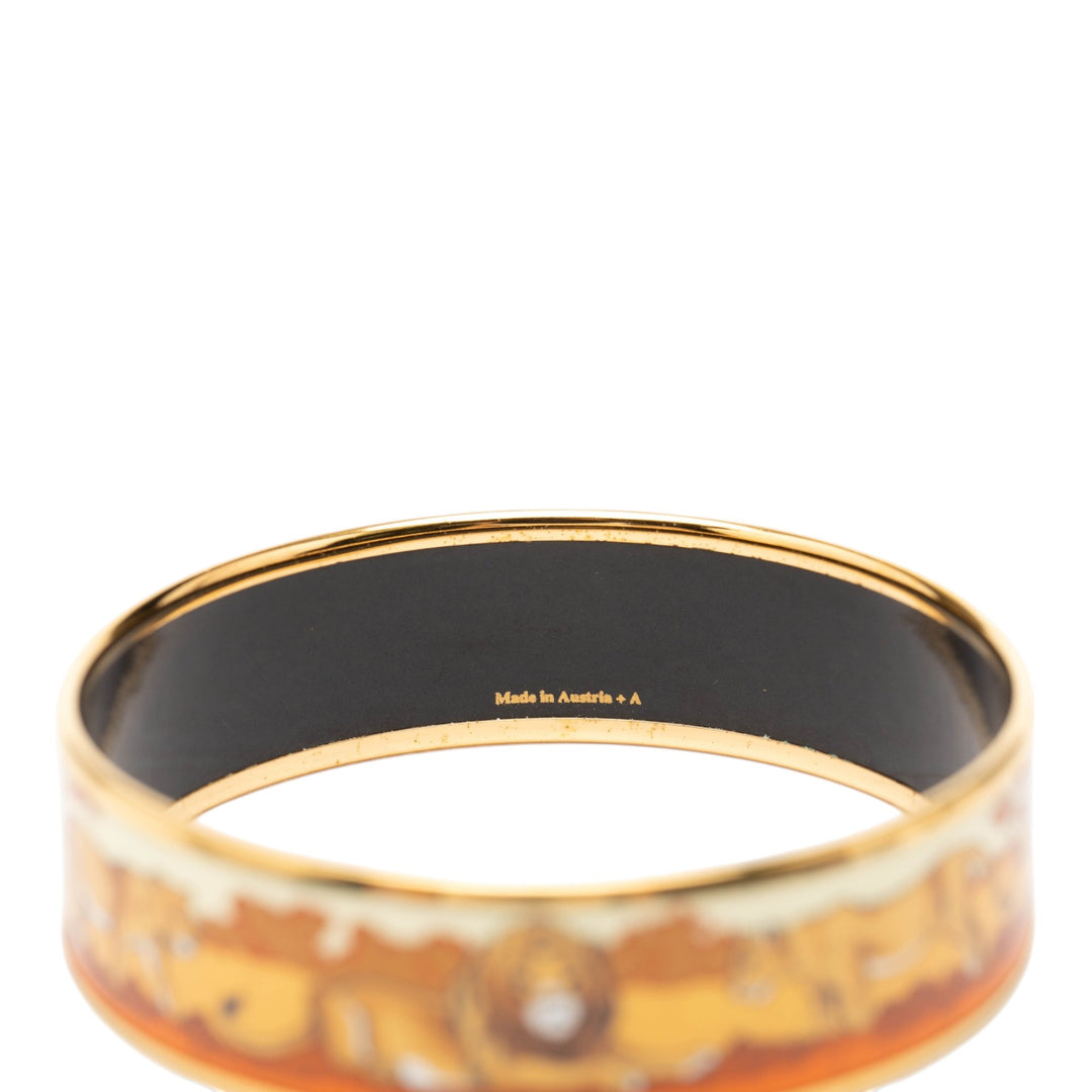 Hermès Wide Émail Pride of Lions Bangle 62