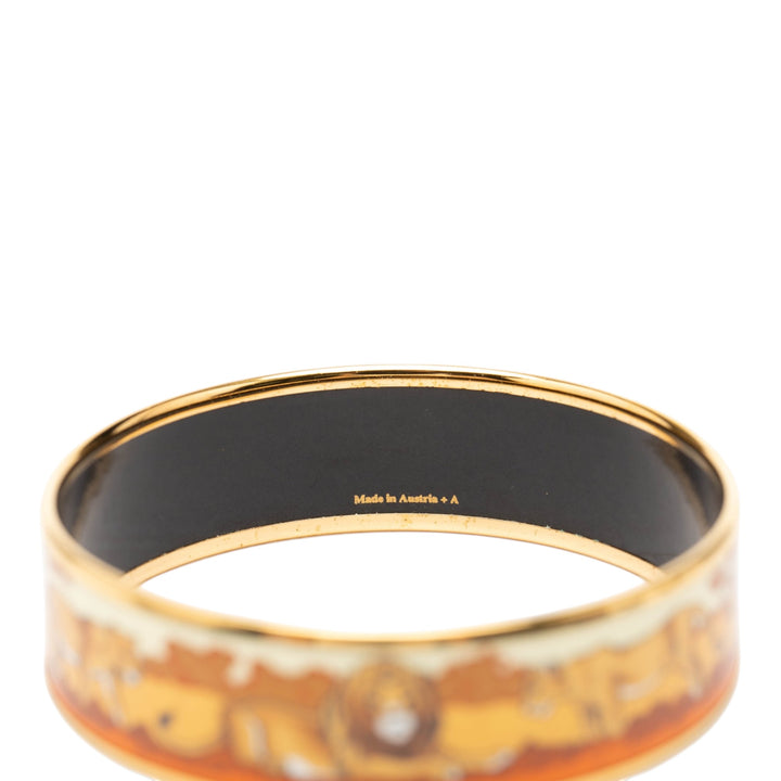 Hermès Wide Émail Pride of Lions Bangle 62