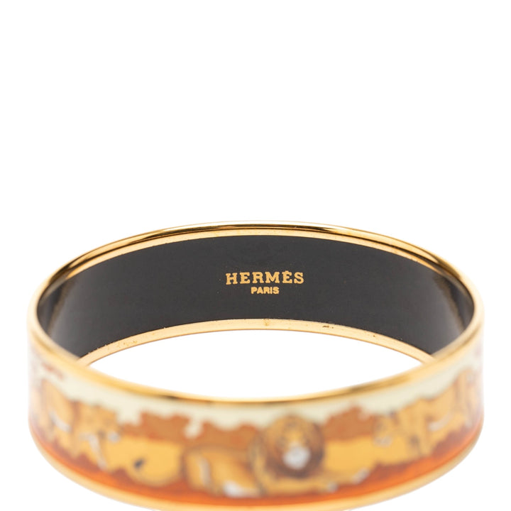 Hermès Wide Émail Pride of Lions Bangle 62