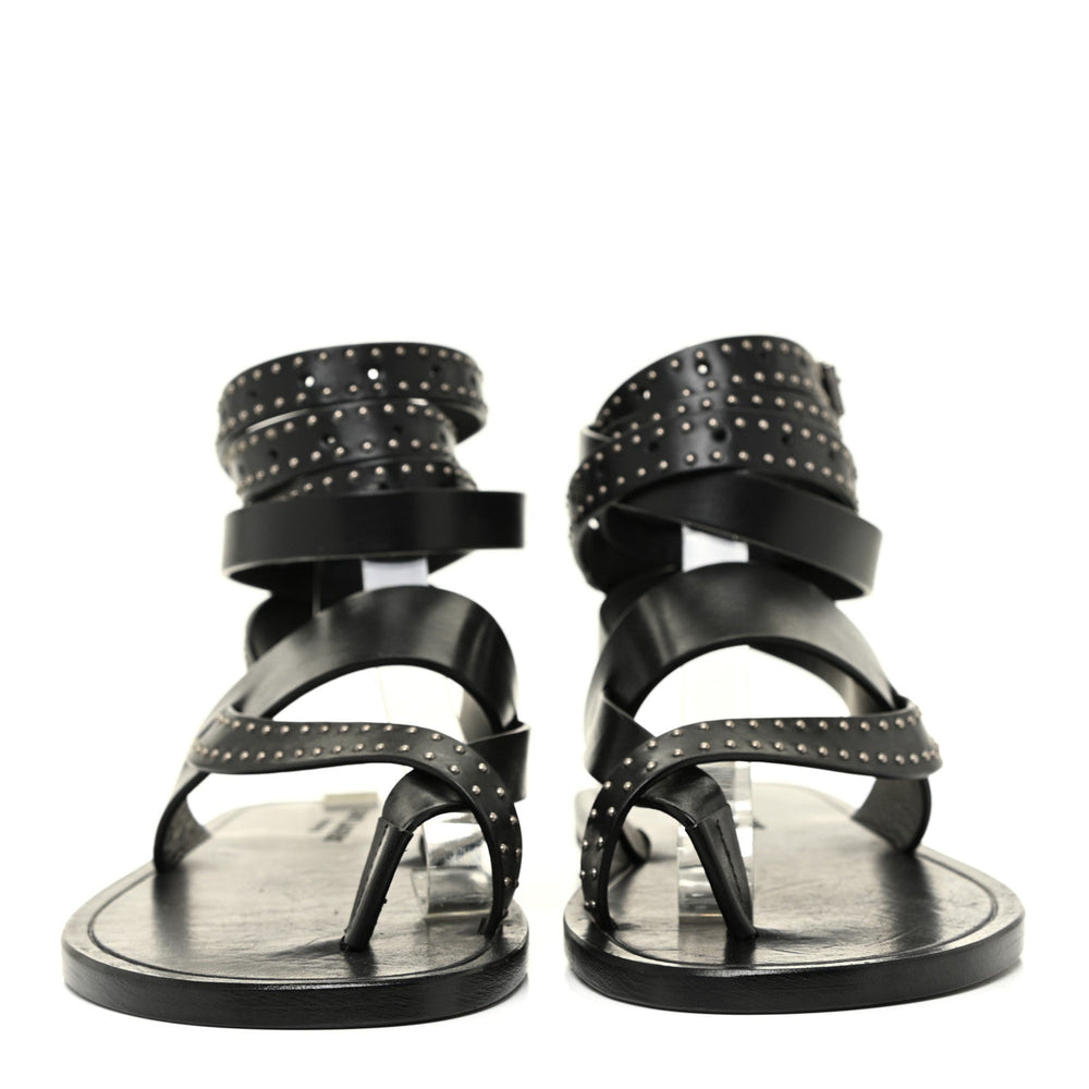 Saint Laurent Sandales plates Culver cloutées cuir noir pointure 38