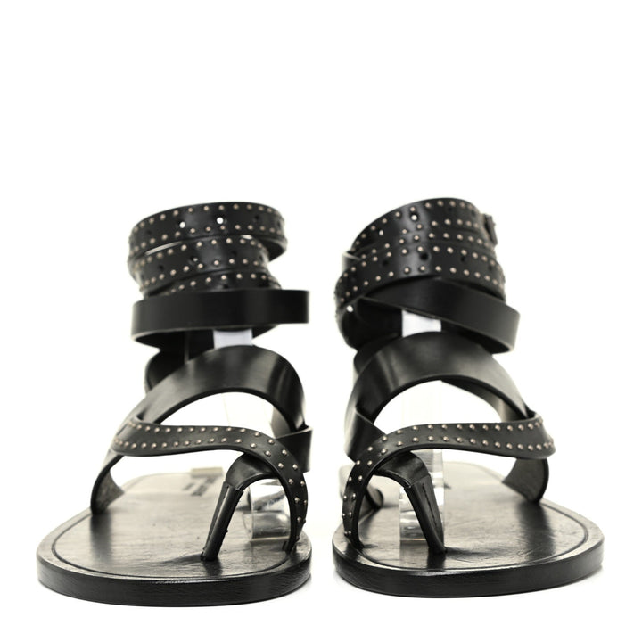 Saint Laurent Sandales plates Culver cloutées cuir noir pointure 40