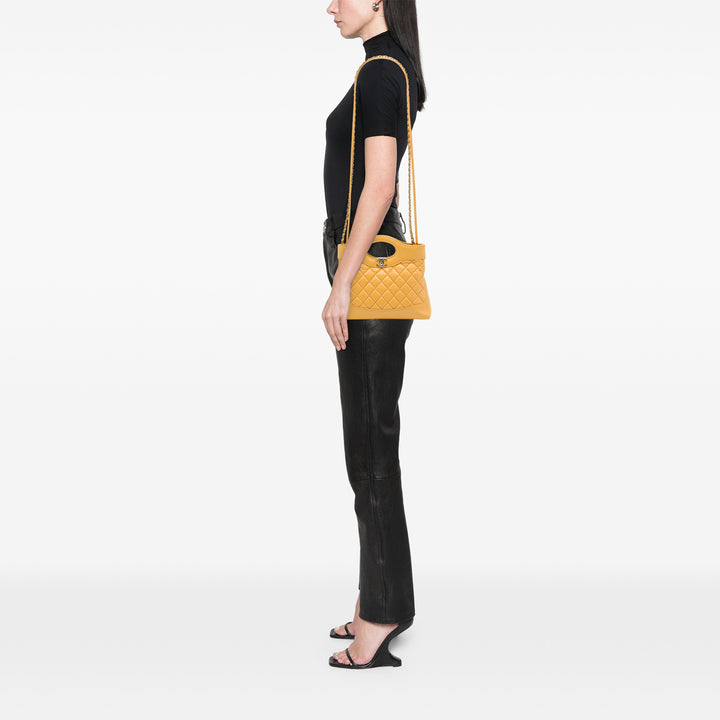brillant Froissé 31 Cabas Mini Cuir de veau Jaune