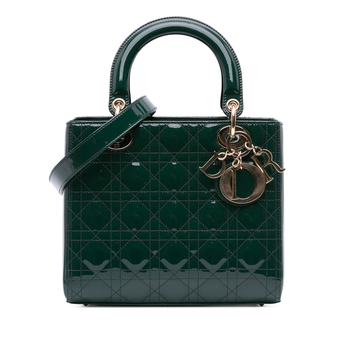 Medium Patent Cannage Lady Dior Green - Gaby Paris