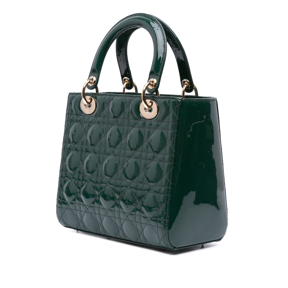 Medium Patent Cannage Lady Dior Green - Gaby Paris
