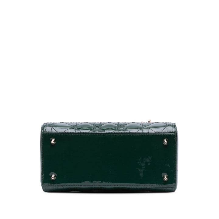 Medium Patent Cannage Lady Dior Green - Gaby Paris