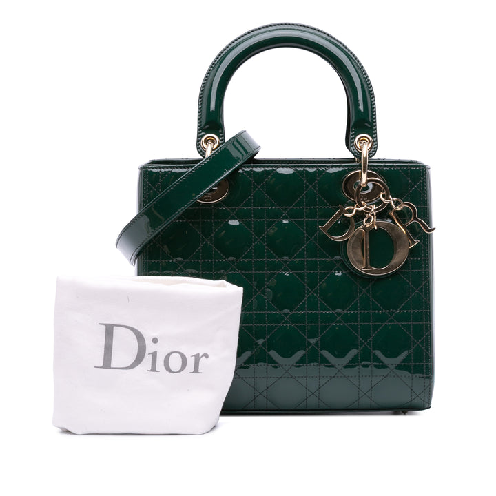 Medium Patent Cannage Lady Dior Green - Gaby Paris