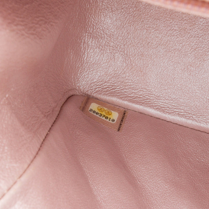 Mini Square Classic Metallic Calfskin Single Flap Pink - Gaby Paris